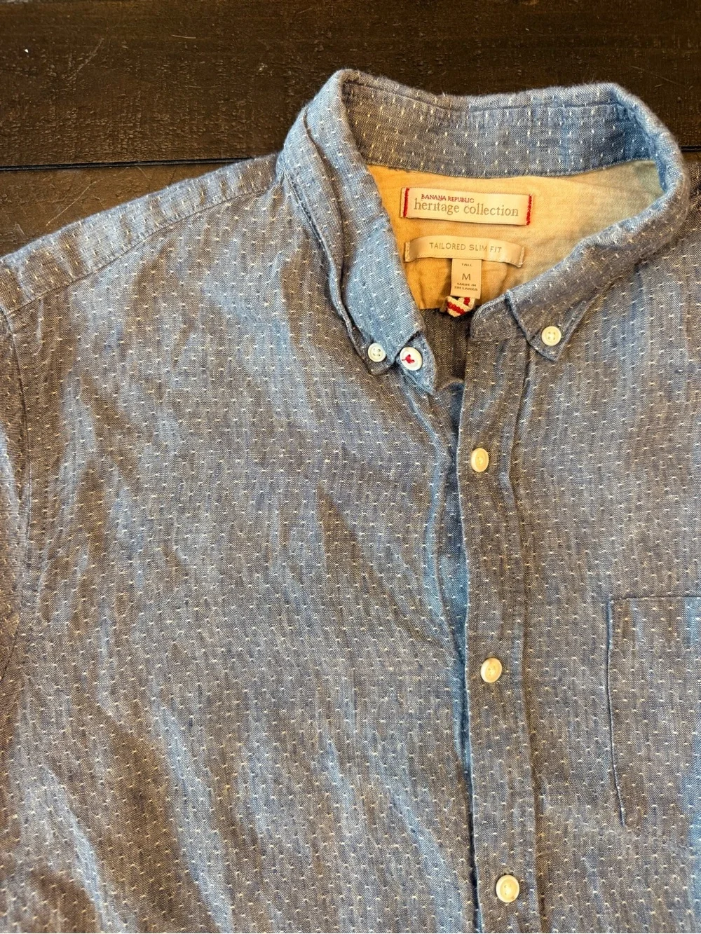 Banana Republic Blue Textured Long-Sleeve Button-Down Shirt